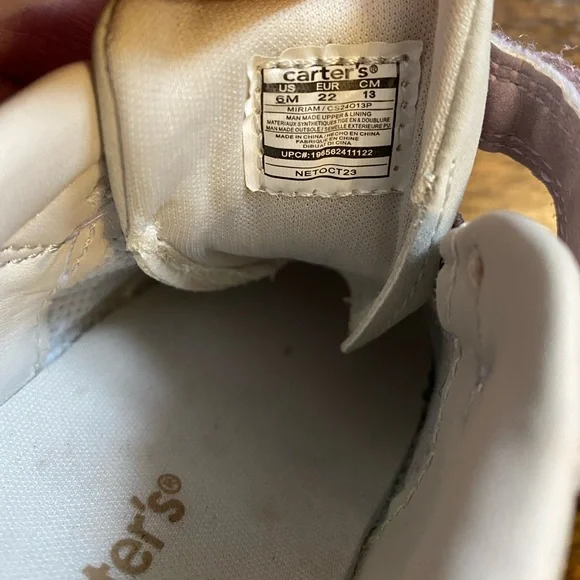 Carter's- toddler size 6 skater shoe unisex Blush Cream Kid Sneakers Miriam baby - Picture 10 of 16